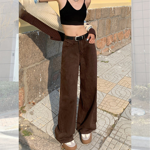 White Wide-Leg Jeans for Women, 2025 Spring New High-Waisted Loose Versatile Slimming Drape Straight-Leg Floor-Length Pants