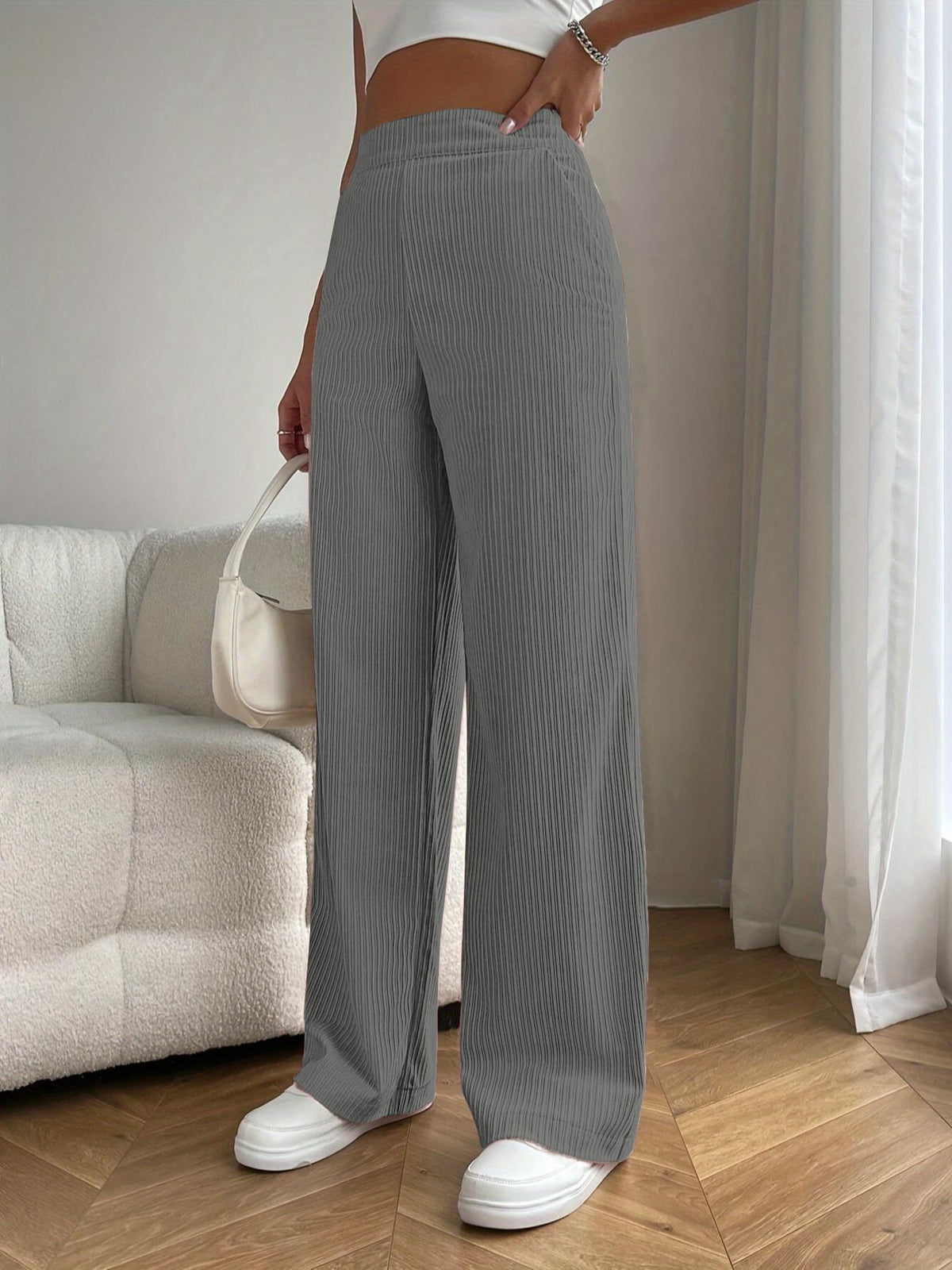 2025 New Women's Trousers Cross-border Spring and Autumn High Waist Loose Wide Leg Pants Drain All-match Casual Straight Pants