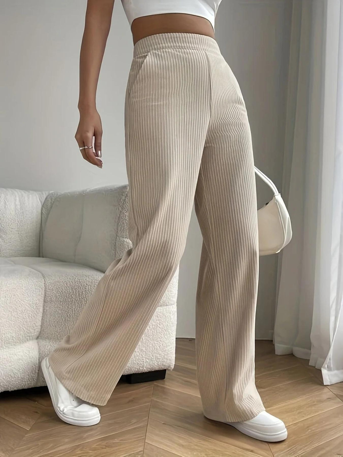 2025 New Women's Trousers Cross-border Spring and Autumn High Waist Loose Wide Leg Pants Drain All-match Casual Straight Pants