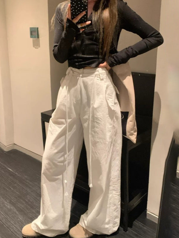 White American-style Overalls 2025 Women's Spring Comfortable Breathable Thin Short Quick-drying Loose Casual Pants Paratrooper Pants