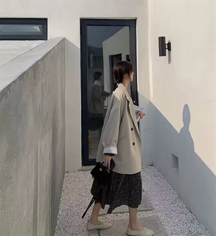 Casual Style Blazer for Women 2026 Spring and Autumn New Street Style Internet Celebrity Simple Loose Coffee-Colored Small Suit