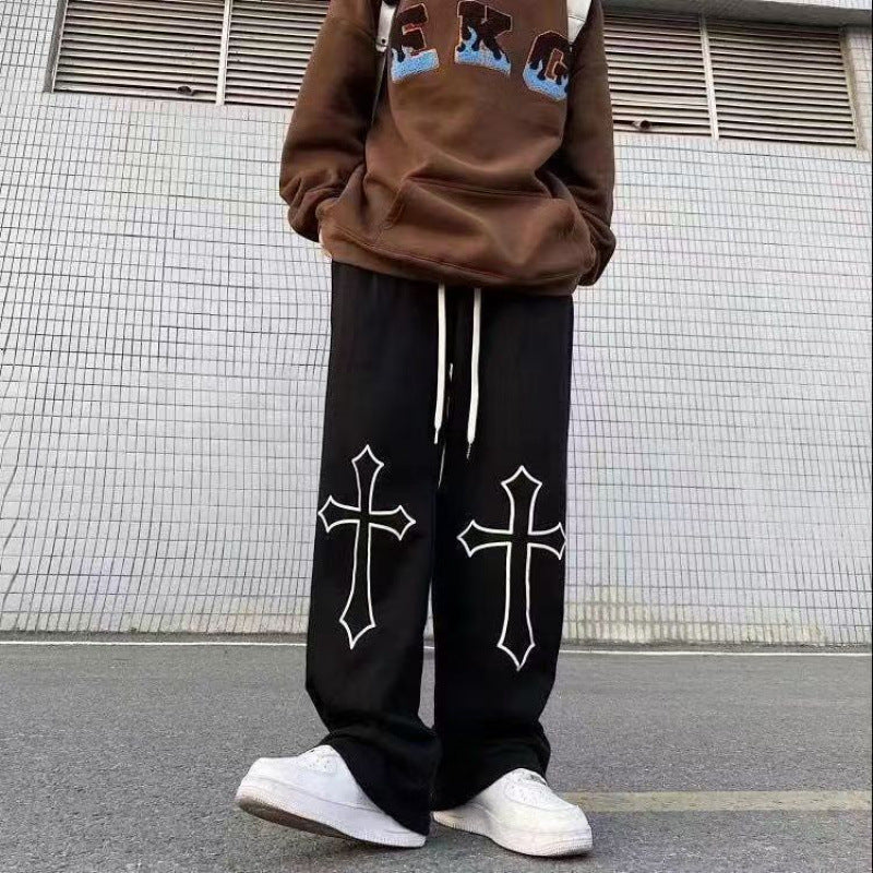 Spring and Autumn Hip-Hop Pants for Women, Loose Long Pants, High-Waisted Versatile Drawstring Sweatpants, Trendy High-Waisted Casual Pants