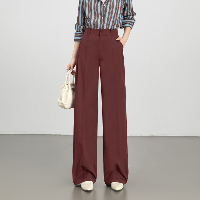 Wide-Leg Pants for Women 2025 Fashion Loose Slimming Straight Pants High-Waisted Drapey Three-Dimensional Seam Casual Long Pants