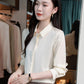 2026 Spring and Autumn Women's Silk Shirt, Solid Color, Turn-Down Collar, Long Sleeve, Real Silk Blouse, Office Professional Top