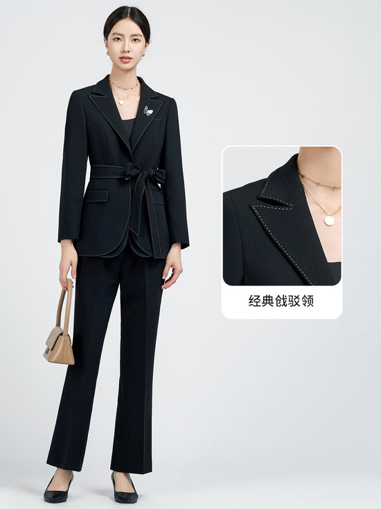 2025 Autumn New High-End Women's Blazer Casual Black Petite Fashion Commuter Suit for Women