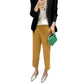 Miyake 2026 Straight-Leg Fashion High-Waisted Pocketed Cropped Pants with Elastic Waistband, Stretchy Pleated Slimming Cigarette Pants for Women