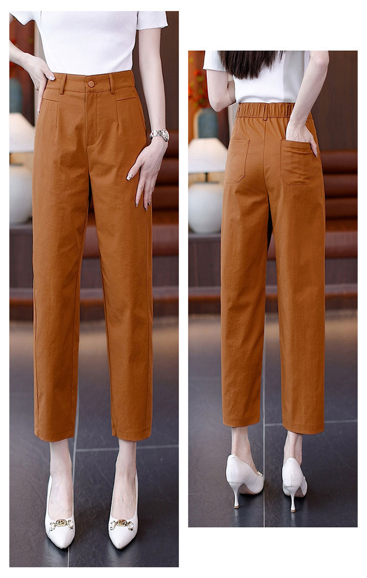 High-Waisted Casual Pants for Women, 2025 Spring and Autumn New Loose Slimming Cropped Cigarette Knife Pants for Petite Figures