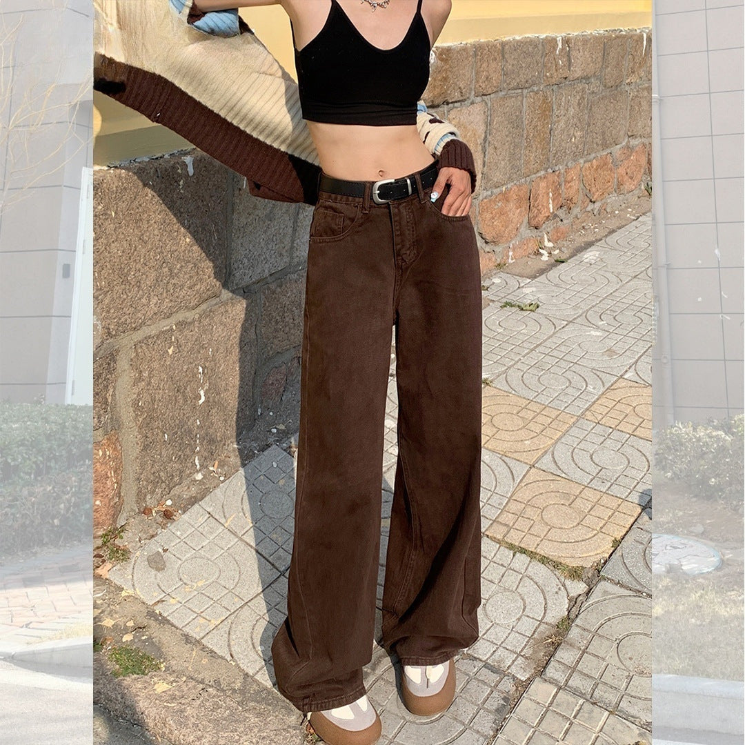 White Wide-Leg Jeans for Women, 2025 Spring New High-Waisted Loose Versatile Slimming Drape Straight-Leg Floor-Length Pants