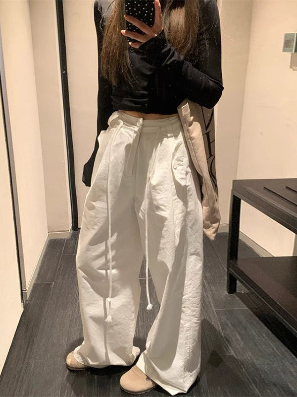 White American-style Overalls 2025 Women's Spring Comfortable Breathable Thin Short Quick-drying Loose Casual Pants Paratrooper Pants
