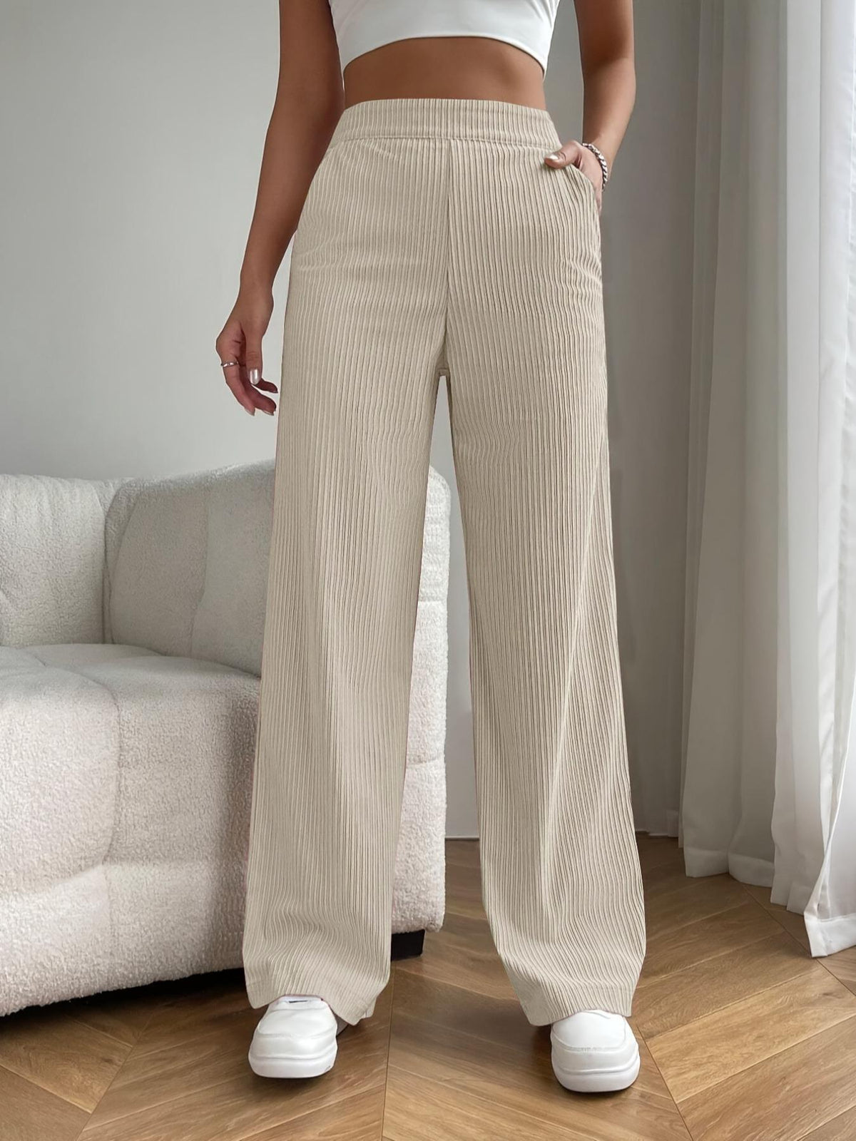 2025 New Women's Trousers Cross-border Spring and Autumn High Waist Loose Wide Leg Pants Drain All-match Casual Straight Pants