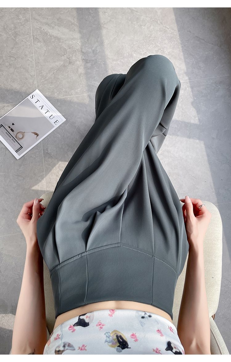 2025 Summer New High-Waisted Straight Wide-Leg Pants for Women, Stylish Versatile Slimming Floor-Length Pants Cross-Border