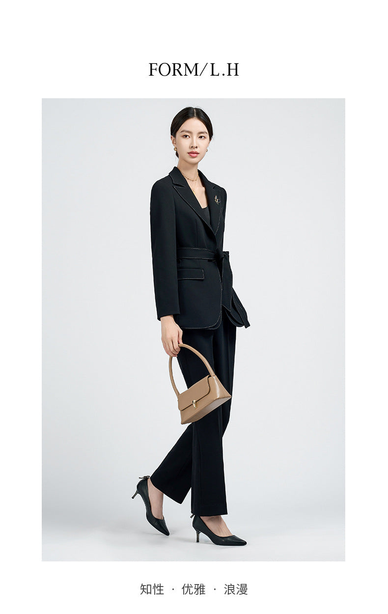 2025 Autumn New High-End Women's Blazer Casual Black Petite Fashion Commuter Suit for Women