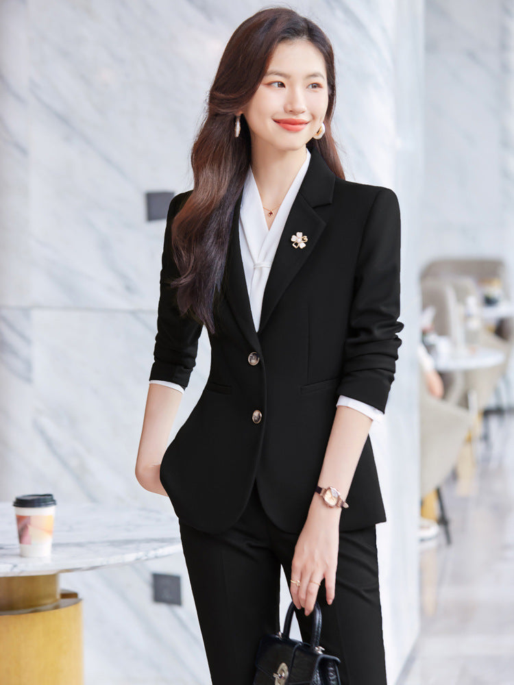 Blue Blazer for Women 2025 Spring and Autumn New Slim Fit Elegant Goddess Style Suit Professional Workwear