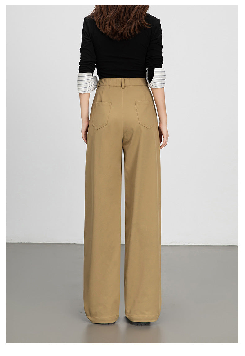 Wide-Leg Pants for Women 2025 Fashion Loose Slimming Straight Pants High-Waisted Drapey Three-Dimensional Seam Casual Long Pants