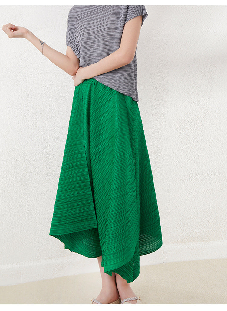 Miyake-Style Pleated Wide-Leg Pants for Women, High-Waisted, Drapey, Slimming, Casual, Versatile, Loose, Plus-Size, Cropped, Leg-Lengthening