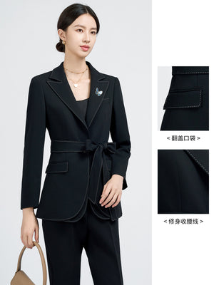 2025 Autumn New High-End Women's Blazer Casual Black Petite Fashion Commuter Suit for Women