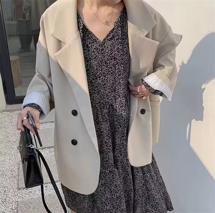 Casual Style Blazer for Women 2026 Spring and Autumn New Street Style Internet Celebrity Simple Loose Coffee-Colored Small Suit
