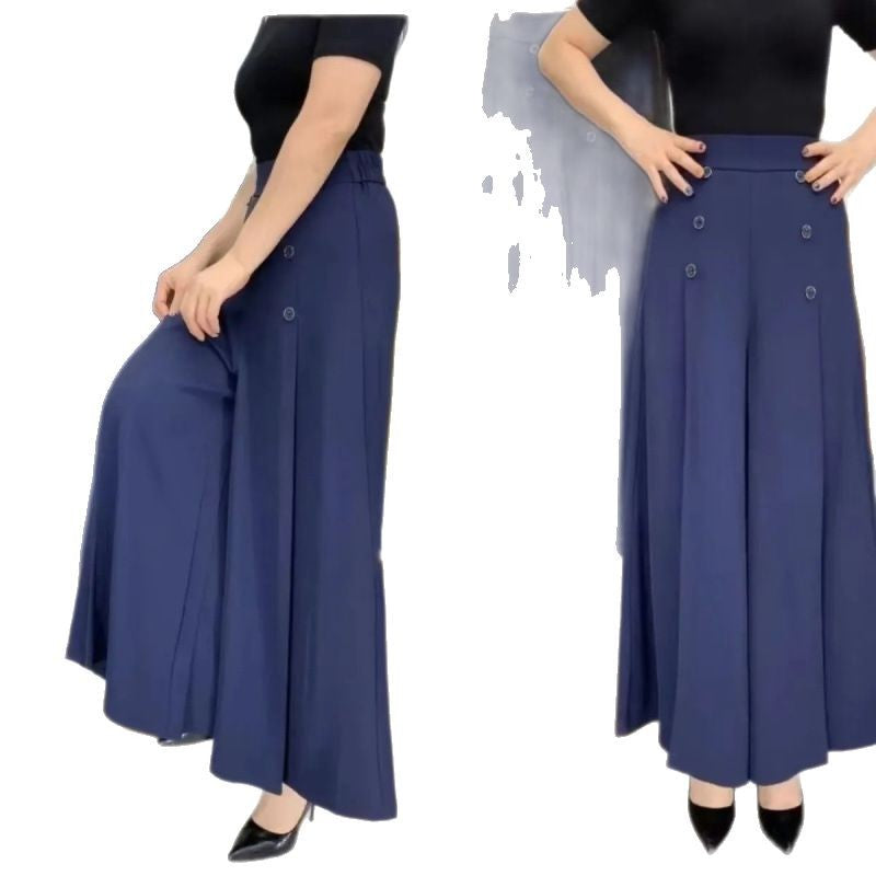 Wide Leg Pants Women's Spring and Summer High Waist Loose Slimming Middle-aged Women's Pants Cropped Skirt Casual Skirt Pants