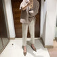 Miyake 2026 Straight-Leg Fashion High-Waisted Pocketed Cropped Pants with Elastic Waistband, Stretchy Pleated Slimming Cigarette Pants for Women