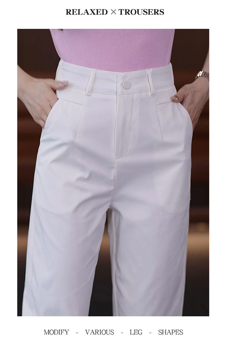 High-Waisted Casual Pants for Women, 2025 Spring and Autumn New Loose Slimming Cropped Cigarette Knife Pants for Petite Figures
