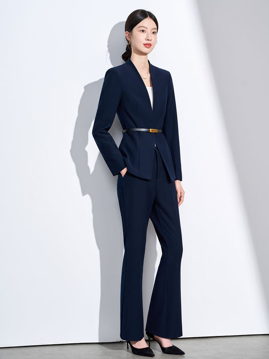 Cross-Border Collarless Blazer for Women, New Spring and Autumn Style, Elegant Waist-Cinching, High-End Professional Office Formal Suit Set