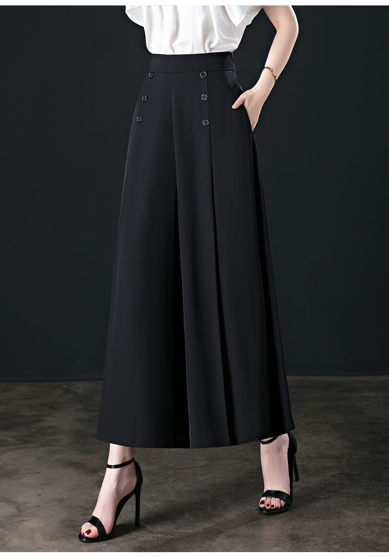 Wide Leg Pants Women's Spring and Summer High Waist Loose Slimming Middle-aged Women's Pants Cropped Skirt Casual Skirt Pants