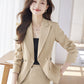 Cross-Border Spring and Autumn Striped Business Suit for Women, Blazer with Flared Pants, Slim Fit Waist-Cinching Workwear for Office and Hotel Reception
