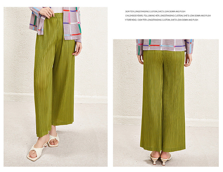 Miyake High Waist Wide Leg Pants Women's Spring and Summer 2024 New Pleated Casual Loose Slimming Straight Long Trousers