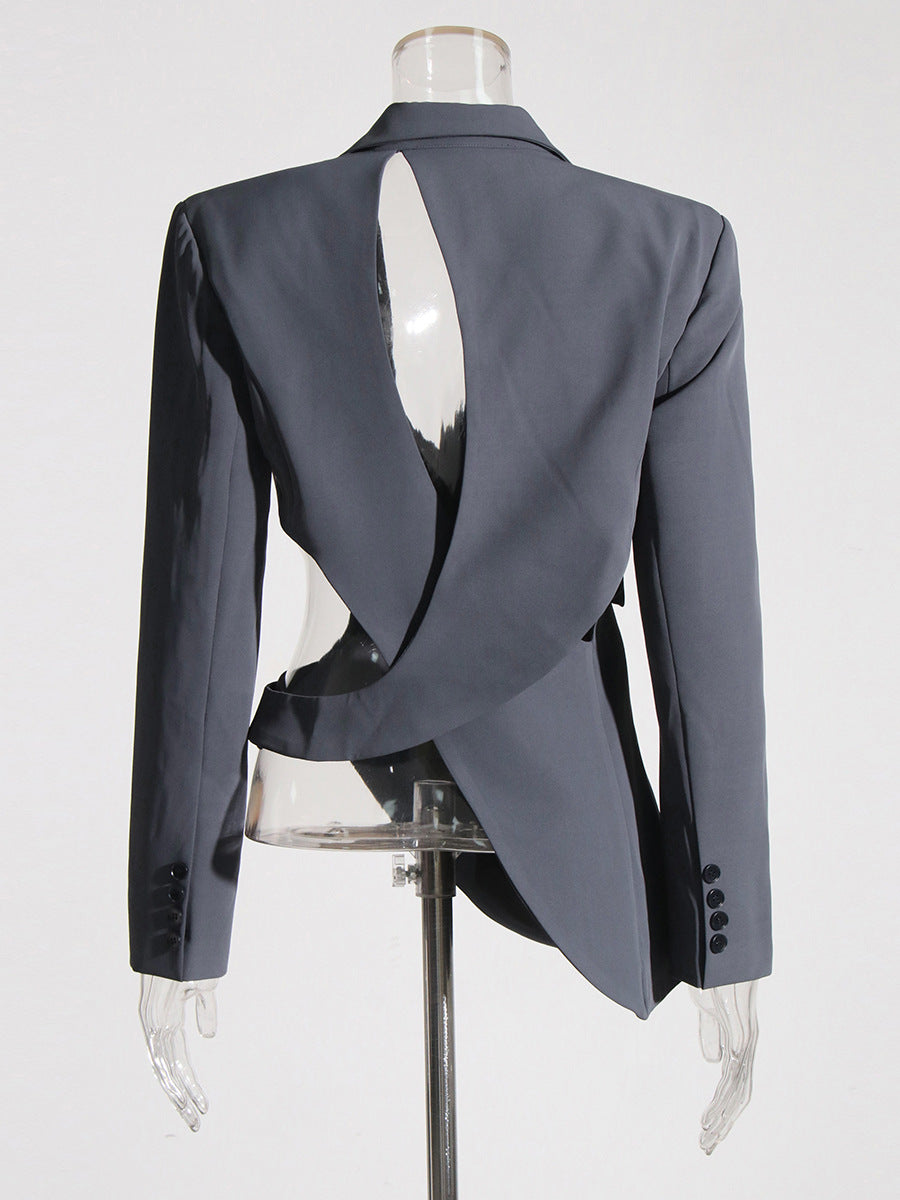 Irregular Deconstructed Blazer 2026 New Style Unique Long-Sleeve Hollow-Out High-End Waist-Cinching Blazer Jacket for Women