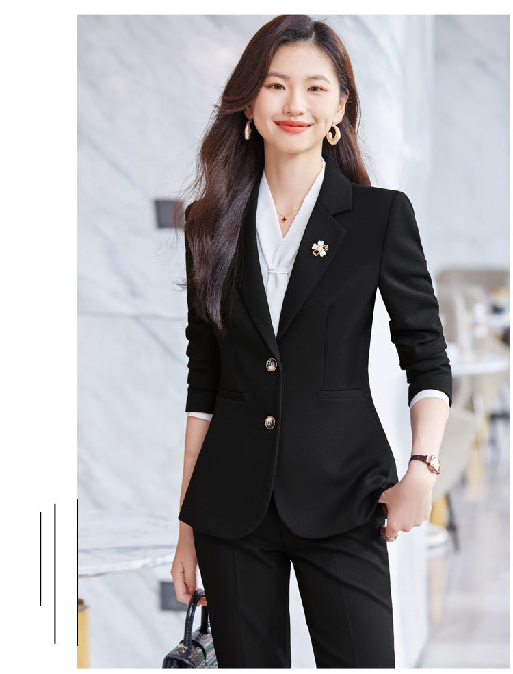 Blue Blazer for Women 2025 Spring and Autumn New Slim Fit Elegant Goddess Style Suit Professional Workwear