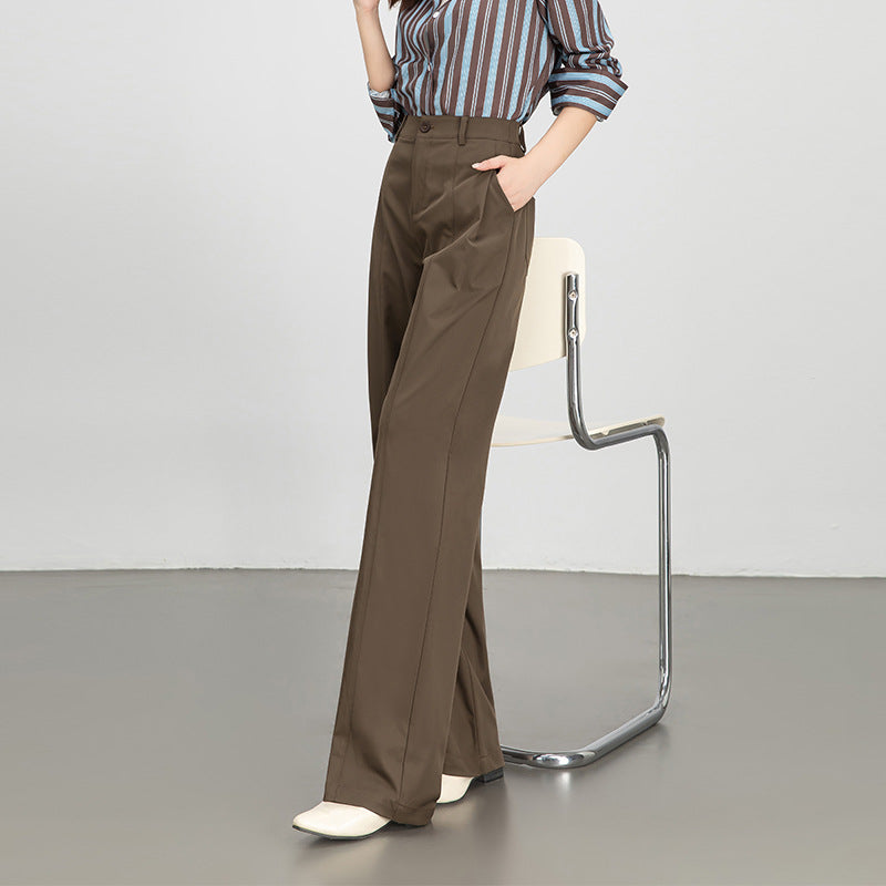 Wide-Leg Pants for Women 2025 Fashion Loose Slimming Straight Pants High-Waisted Drapey Three-Dimensional Seam Casual Long Pants