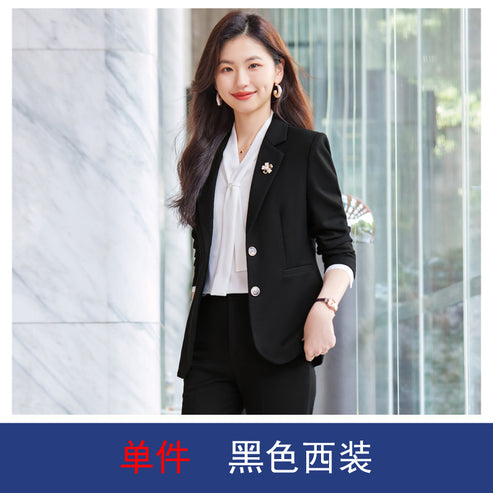 Blue Blazer for Women 2025 Spring and Autumn New Slim Fit Elegant Goddess Style Suit Professional Workwear