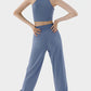 Spring New Casual Pants, Women's Sports Pants, High-Waisted, Belly-Controlling, Simple Flap Pocket Pantss, Loose Leg-Tie Yoga Pants for Women