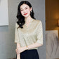 Short-Sleeved Silk Mid-Sleeve Shirt for Women, New V-Neck Elegant Office Wear, Japanese and Korean Casual Mulberry Silk Shirt