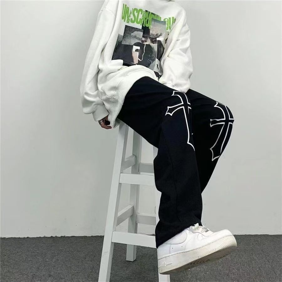 Spring and Autumn Hip-Hop Pants for Women, Loose Long Pants, High-Waisted Versatile Drawstring Sweatpants, Trendy High-Waisted Casual Pants