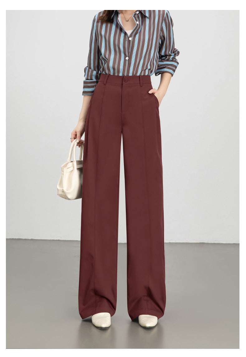 Wide-Leg Pants for Women 2025 Fashion Loose Slimming Straight Pants High-Waisted Drapey Three-Dimensional Seam Casual Long Pants