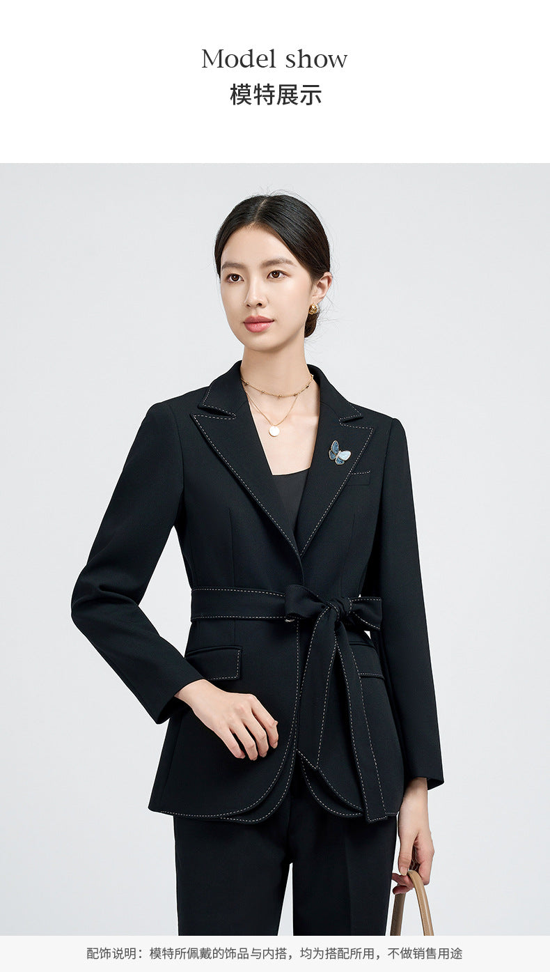 2025 Autumn New High-End Women's Blazer Casual Black Petite Fashion Commuter Suit for Women