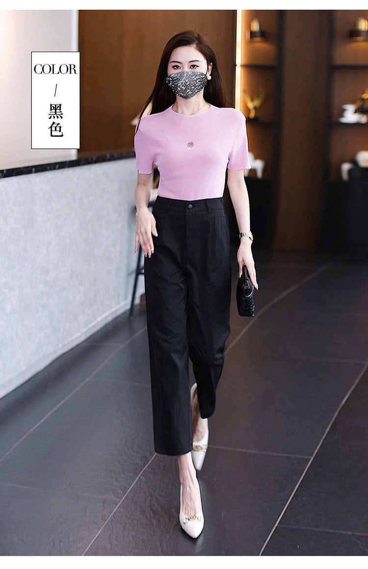 High-Waisted Casual Pants for Women, 2025 Spring and Autumn New Loose Slimming Cropped Cigarette Knife Pants for Petite Figures
