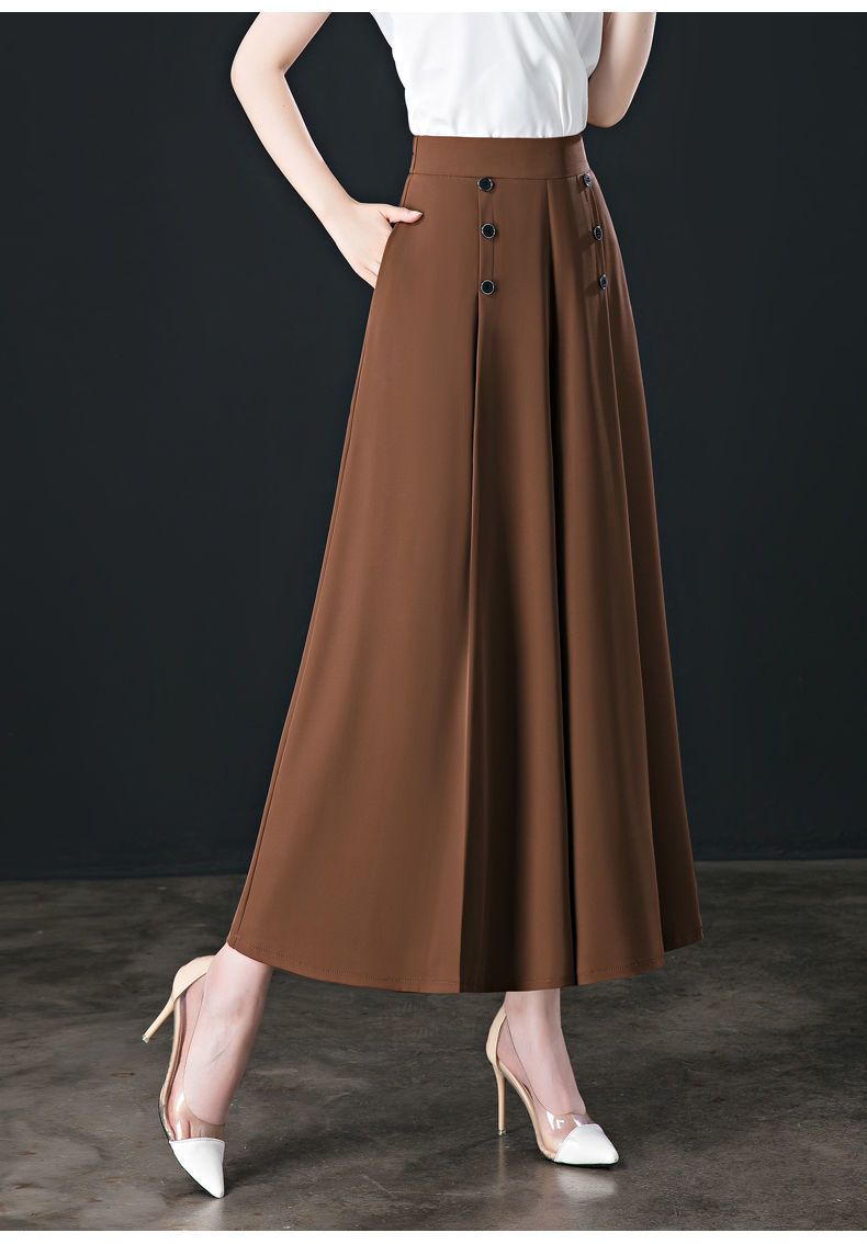 Wide Leg Pants Women's Spring and Summer High Waist Loose Slimming Middle-aged Women's Pants Cropped Skirt Casual Skirt Pants