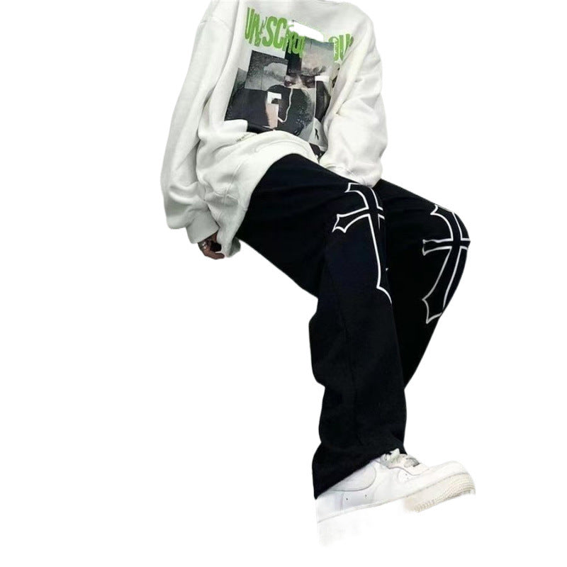 Spring and Autumn Hip-Hop Pants for Women, Loose Long Pants, High-Waisted Versatile Drawstring Sweatpants, Trendy High-Waisted Casual Pants