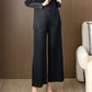 Miyake Wide-leg Pants Women's High-waist Pendant Pleated Pants Women's Loosening Waist Cropped Pants Black All-match Casual Pants