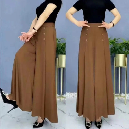 Wide Leg Pants Women's Spring and Summer High Waist Loose Slimming Middle-aged Women's Pants Cropped Skirt Casual Skirt Pants