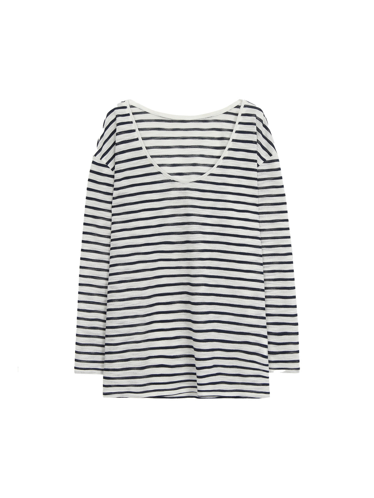 Red Celebrity Sun Protection Blouse Women's Summer Ootd Wear 2025 New Long-Sleeved T-Shirt Loose Stripesd Slanted Shoulder Top