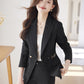 Cross-Border Spring and Autumn Striped Business Suit for Women, Blazer with Flared Pants, Slim Fit Waist-Cinching Workwear for Office and Hotel Reception