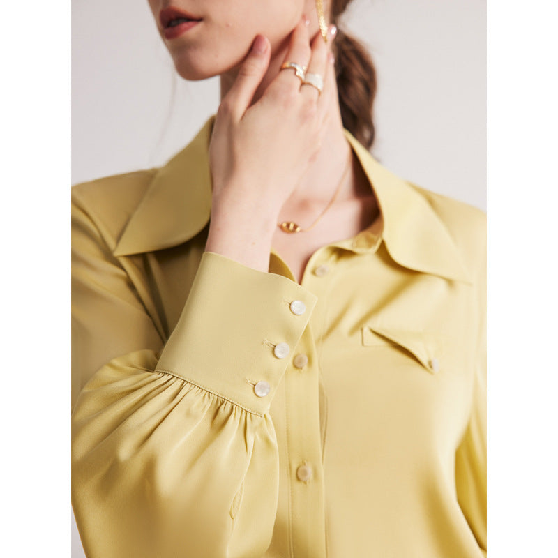 Silk Shirt for Women 2026 Early Spring New Style 19 Momme Stretch Double Georgette Solid Color Office Ol Mulberry Silk Blouse