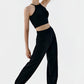 Spring New Casual Pants, Women's Sports Pants, High-Waisted, Belly-Controlling, Simple Flap Pocket Pantss, Loose Leg-Tie Yoga Pants for Women