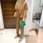 Miyake 2026 Straight-Leg Fashion High-Waisted Pocketed Cropped Pants with Elastic Waistband, Stretchy Pleated Slimming Cigarette Pants for Women