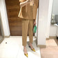 Miyake 2026 Straight-Leg Fashion High-Waisted Pocketed Cropped Pants with Elastic Waistband, Stretchy Pleated Slimming Cigarette Pants for Women