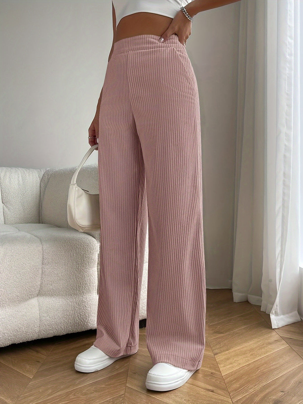 2025 New Women's Trousers Cross-border Spring and Autumn High Waist Loose Wide Leg Pants Drain All-match Casual Straight Pants