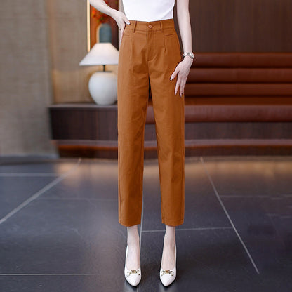 High-Waisted Casual Pants for Women, 2025 Spring and Autumn New Loose Slimming Cropped Cigarette Knife Pants for Petite Figures